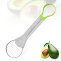 Miniatyrbilde 1 av 5: Rustfritt stål avokado kutter og skje, 2 i 1 avokado kutter, multifunksjonell avokado kutter, kjøkkenutstyr med avokado gropfjerner og avokado rest