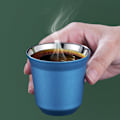 Miniatyrbillede 3 af 3: Kaffe- / espressokopper i rustfrit stål (sort, 6,2*6,2 cm), termokande med dobbeltvæg