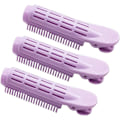 Miniatyrbillede 1 af 5: 3PCS sømløst fluffy hårklemme (lilla), selvbetjeningsrod krøllet hårklemme, selvholdende rullebølgeklemme salonstilingsværktøj sort