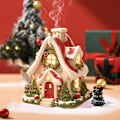 Miniatyrbilde 4 av 5: Juledekorasjon Røkelsesbrenner Hus, Julelandsby Jule Scene Tømmerhytte Røkelsespinner, Røkelseholder Landskap Tilbakestrøms Røkelsebrenner