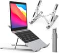 Laptopstativ, hopfällbart stativ för bärbar dator 6 vinklar justerbart, halkfritt ventilerat aluminiumstativ kompatibelt med bärbar dator, surfplatta – silver