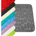 Miniatyrbillede 2 af 5: Sten Skridsikker Bademåtte - Grå, Memory Foam - 40*60cm Bademåtte, Dørmåtte, Vandabsorberende Fodmåtte, Badeværelsesindgang, Stue