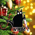 Miniatyrbilde 2 av 5: 8 cm svart katt julepynt - Julepynt til katt - Henges i juletreet - Topper juletreet (svart katt)