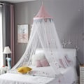 Miniatyrbillede 1 af 5: Baby Børne Seng Baldakin, Blå Pink Stjerner Myggenet Gardin Baldakin Dome Prinsesse Seng Telt, Soveværelse Indretning Udklædning Læse Legehus (Pink)