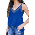 Miniatyrbilde 4 av 4: Sommer Tank Tops for Kvinner V Hals Spaghetti Stropp Camisole Løs Passform Ermeløse Skjorter（L Svart）