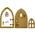 Miniatyrbild 1 av 5: Lantgård, 3D-saga dörrhantverk set, dockhustillbehör sagohus i trä