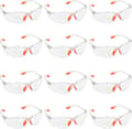 12-pack transparenta skyddsglasögon - skyddsglasögon med plastlins, näsbrygga och gummitempelspetsar för