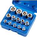 Pikkukuva 1 / 5: Avainten paino ja kärki, 14 kpl Torx naaras E4-E24 E-Torx kuusiokoloavaimia