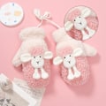 Miniatyrbilde 2 av 4: Vinterhansker Fluffy Animal Hansker Plysj Sau Hansker med Snøring Full Finger Hansker Vinter Varme Hansker, Rosa
