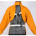 Miniatyrbillede 3 af 5: (2XL-120cm) Unisex koskind svejseforklæde - gul med ærmer og krave, beskyttelsesforklæde til værkstedsarbejde, gnist- og varmeresistent
