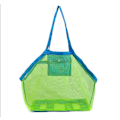 Miniatyrbillede 1 af 5: Stor Mesh Strandtaske til Legetøj Sand Away Tote med Lynlås til Børn Svømmepøl Rejse Sandede Sko Våde Håndklæder 16 x 9,4x 16inch Grøn Mesh Blå Remme