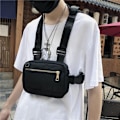 Pikkukuva 5 / 5: Musta miesten ja naisten rintarepun laukku Hip Hop Streetwear vyölaukku Säädettävät rintarepun laukut Fanny Pack