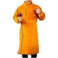 Pikkukuva 1 / 5: (XL-105cm) Unisex-nahanahkainen hitsausaproni - Keltainen hihoilla ja kauluksella, suojaava esiliina työpajan työhön, kipinän- ja lämmönkestävä