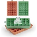 Miniatyrbillede 1 af 5: Isterningbakke - 2 bakker med 24 isterninger, eller 48 isterninger - Silikone isterningbakke - BPA-fri - Olivengrøn/Mineralrød