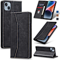 Miniatyrbillede 1 af 5: Etui til iPhone 14, PU læder pung etui cover [Stødsikkert] [Magnetisk] [Kortholder] [Stativfunktion] Flip cover (Sort)