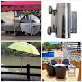 Miniatyrbillede 3 af 5: Parasolholder til BalustradeBalkon Rustfrit Stål Paraply Klemme Fiskekasse Paraplyholder Rustfrit Stål Paraplyholder til Triumph Balkon