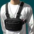 Pikkukuva 2 / 5: Musta miesten ja naisten rintarepun laukku Hip Hop Streetwear vyölaukku Säädettävät rintarepun laukut Fanny Pack