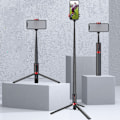 Miniatyrbillede 3 af 3: 1 stk. 4,9 fod professionel selfiepind stativ, letvægts, Bluetooth fjernbetjening, bærbar alt i én, kompatibel med iPhone og Android, ikke-sl