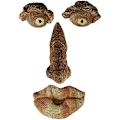 Miniatyrbild 4 av 5: 3D Trädansiktskonst Prydnader - Rolig Gammal Man Ansikte Skulptur - Trädgårdsdekoration (B)