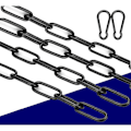 Pikkukuva 3 / 5: 4-osainen jatkoketju riipputuolille Ø4mm 50cm Metalliketju Balançoire-kanava 8 karabiinilla Avaimenperä