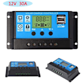 Miniatyrbild 5 av 5: 30A 12V / 24V Laddningsregulator PWM-solpanel USB LCD-Port Display