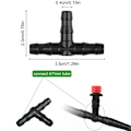 Miniatyrbillede 2 af 5: 100 stk. T-stykke vandingssystem 1/4 \"gaffelforbindelse drypvanding T-rør - PVC sprinklerhoved drypvanding automatisk vandingssystem kit