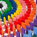 Miniatyrbild 1 av 5: 120 st trädominoblock set barn tidig pedagogisk byggkul domino racing spel leksak födelsedagspresent för barn pojkar flickor