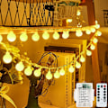 Miniatyrbilde 1 av 5: Varmt hvitt 10M 80 LED-er vanntett, batteridrevet, 8 moduser med fjernkontrolltimer, utendørs/innendørs fe-lys, for hage, bryllup, fest, jul D