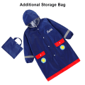 Miniatyrbilde 4 av 5: Regnfrakk med hette for barn, vanntett poncho for barn, unisex, dyremønster, unisex regnfrakk, lang jakke med klar brem og refleks