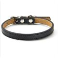 Miniatyrbild 4 av 5: Xs -halsband i läder för katter och valpar, justerbart -NOIR