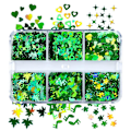 Miniatyrbillede 3 af 5: 6 Gitter St. Patricks Day Neglekunst Glitter Sekvens, 3d Holografiske Shamrock Neglekunst Flager, Neglekunst Dekaler Til Kvinder Piger