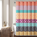 Miniatyrbillede 1 af 5: Luksuriøst dekorativt Boho stribet bruseforhæng Charmerende og dristigt farvedesign, perfekt til boheme badeværelsesindretning 72\" bred x 72\" lang i fuchsia og