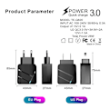 Miniatyrbilde 4 av 5: Dobbel USB QC3.0+2.1A Multi-port Rask Lading Mobiltelefonlader Dobbel Port Europeisk Standard