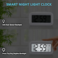 Miniatyrbild 4 av 5: Uppgraderad Digital Väckarklocka - 4.3\" LED-Display med Temperatur, Ljuskontroll, Snooze & Kalender (Vit)
