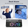 Miniatyrbild 3 av 5: Sovrum Digital FM Radio Väckarklocka, 0-100% Justerbar Ljusstyrka, Liten Skrivbordsklocka med USB-laddningsport