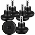 Miniatyrbilde 1 av 5: Sett med 5 svingbare hjul for kontorstol (svart) Bell Reservedeler glidere for kontorstol, 2-tommers svingbare hjul for høy profil krakk