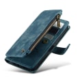 Miniatyrbilde 3 av 3: Blått deksel til iPhone 13 [6,1 tommer], fasjonabel og slitesterkt PU-skinn magnetisk flip-lanyard håndstropp glidelås kortholder lommebok deksel