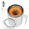 Miniatyrbillede 1 af 5: Selvrørende kop, magnetisk omrører kaffekop, 316 rustfrit stål, perfekt til kontor, udendørs, blander automatisk kaffe, mælk og drikkevarer