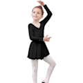 Miniatyrbillede 3 af 5: Pige Balletkjole Børn Ballet Leotard Kjole Børn V-hals Kort/Langærmet Gymnastikdragt Dansetøj med Chiffon Skørt