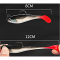 Miniatyrbillede 2 af 5: Fiskeri lokkemad sæt, 5 stk 8cm blød agn blyhoved havfisk lokkemad fiskegrej spids tredobbelt krog kunstig agn T-hale