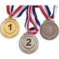 Miniatyrbild 1 av 5: 3-pack metallmedaljer - Vinnare belöningar - Tävlingspris för barn - Guld Silver Brons Medaljer med band, rundade kanter