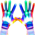Miniatyrbilde 3 av 5: LED-hansker, 1 par LED flerfargede blinkende hansker, blinkende skjelet fargerike hansker glødende LED-hanske, for voksne Halloween jul bursdag Rave