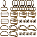 Miniatyrbilde 1 av 5: 40 stk Tri-Glide metallspenne + D-ringer + svingbare kroker + magnetiske syknapper DIY tilbehør for belteveske