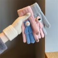 Miniatyrbilde 2 av 3: Søte fingerløse hansker for kvinner med tegneseriebjørndekorasjon, berøringsskjermhansker for kvinnelige studenter for å holde seg varme i høst og vinter