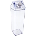 Miniatyrbild 1 av 5: Transparent fyrkantig mjölkflaska läckagesäker plast fruktjuiceflaska (transparent/1000ml) för utomhussporter, resor, camping och vandring.