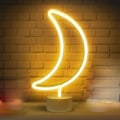 Miniatyrbillede 1 af 5: Moon Lights LED Neon skilte lys med base LED natlys Neon lys USB batteri drift natlys dekoration til jul, fødselsdag, Livi