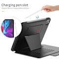 Pikkukuva 5 / 5: Yhteensopiva iPad 10.2\" 2020/2019 kotelo (punainen), iPad 8. / 7. sukupolven kotelo, ohut iskunkestävä kotelo, jossa on vahva magneettinen pidike, 2 korttipaikkaa, kynänpidike,