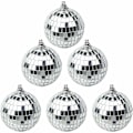 Pikkukuva 1 / 5: 6 kappaletta hopeisia facet-pallo disco-peilipalloja, discopallo 70-luvun discokuumeeseen, riippuva koriste, glitterpallo, juhliin, karnevaaliin