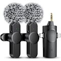 Pikkukuva 1 / 5: Kaksi langatonta mikrofonia iPhone/Android-puhelimeen/kameraan/kannettavaan tietokoneeseen, langaton lavalier-mikrofoni videotallennukseen YouTube TikTok Facebook, Plug-Pla