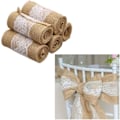 Miniatyrbillede 1 af 3: 5 stk. Burlap Lace Stolestole til stole Burlap Stolebetræk Sløjfer Rustik Linned Lace Stolesløjfer